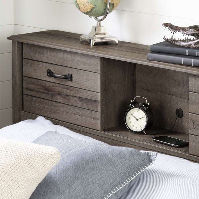 Ulysses Storage Bed And Bookcase Headboard Set Fall Oak - South Shore