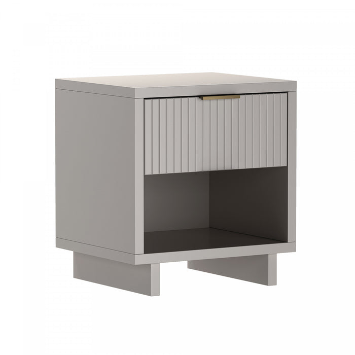 Elara Contemporary 18\" Solid Wood Nightstand in Light Gray (1-Drawer)