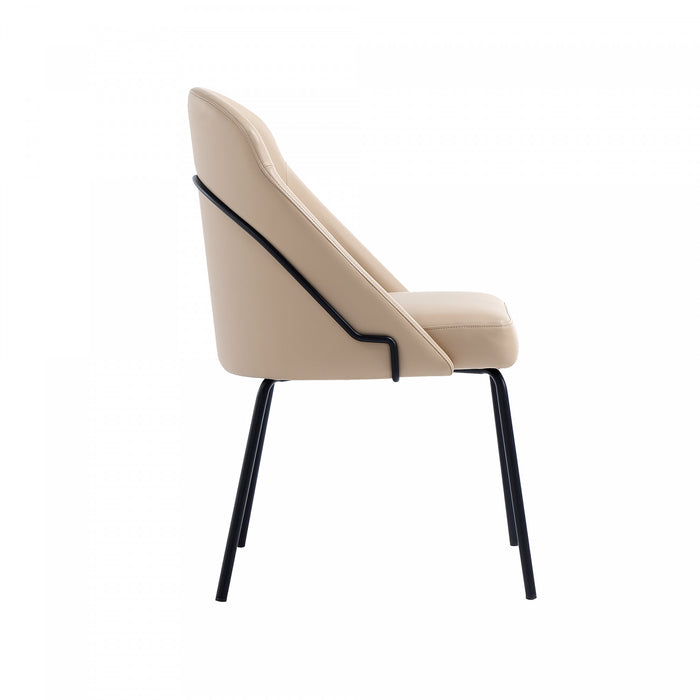 Gracie Modern Vegan Leather Metal Dining Chair in Tan and Black - Set of 4