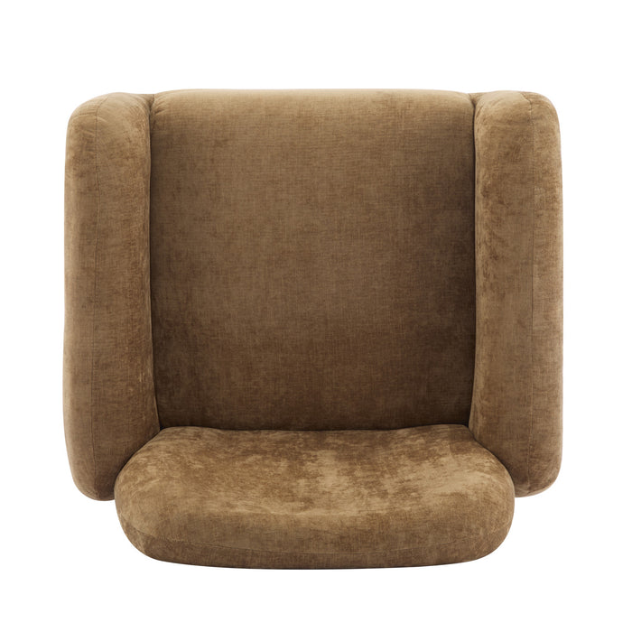 Audrey Solid Wood Ergonomic Accent Armchair with Fabric Upholstery,Khaki Accent Chair