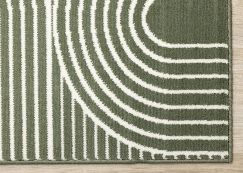 Florence Green White Modern Geometric Arches Rug, 4'7\" x 6'7\" Indoor Area Rug