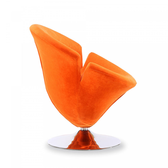 Tulip Modern Velvet Swivel Lounge Chair in Orange - Set of 2