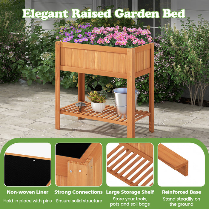 Costway Raised Garden Bed Elevated Planter Box Shelf Standing Garden Herb Garden Wood