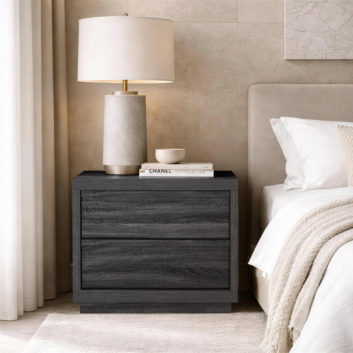 Navis Contemporary 26\" Nightstand in Charcoal Gray (2-Drawer)