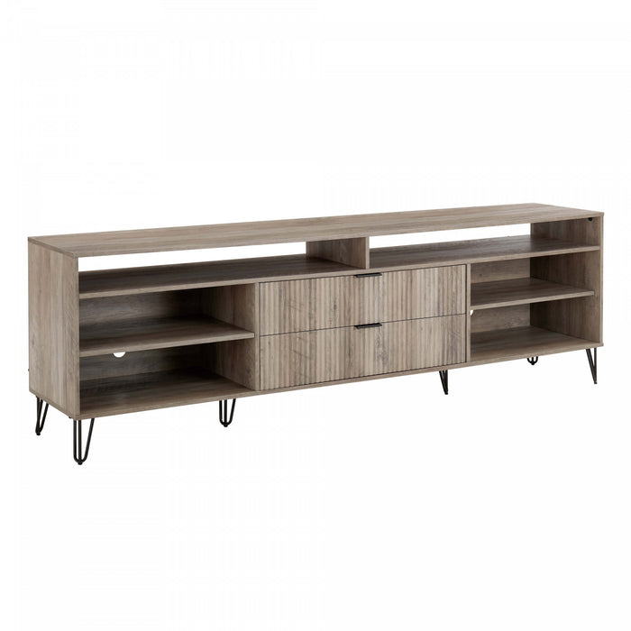 Dumbo Modern 85\" Fluted TV Stand in Golden Brown