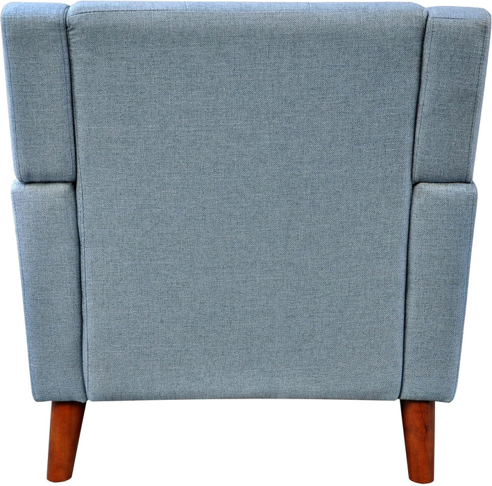 Midway Mid-Century Modern Armchair with Tufted Waffle Stitch, Blue, Walnut