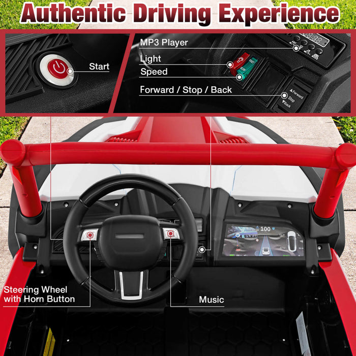 Costway 24v Kids Ride On Utv With 4 X 100w Powerful Engine Remote Control High/low Speed Red
