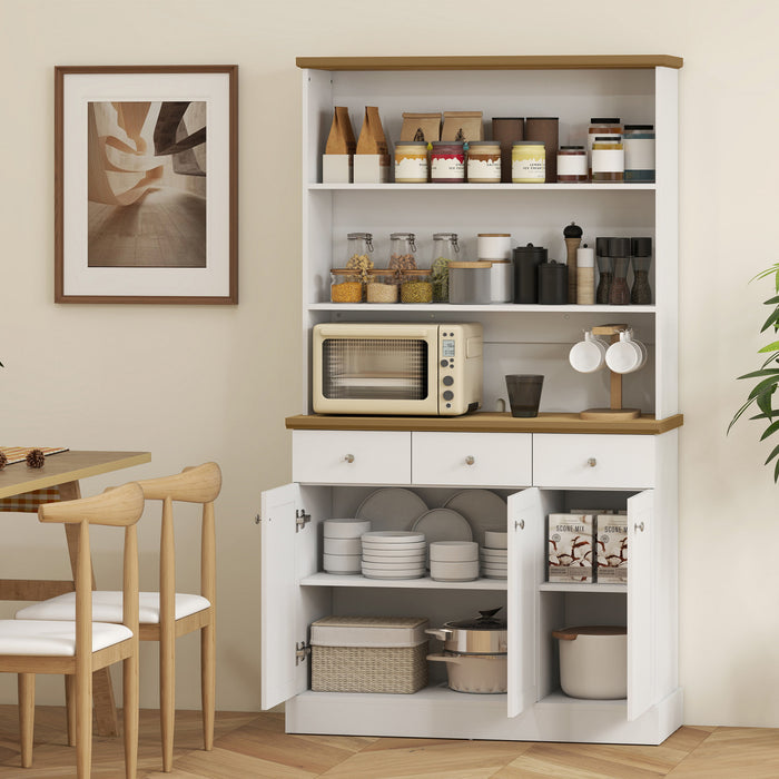 HOMCOM Kitchen Pantry Buffet Server with Drawers and Storage Cabinets