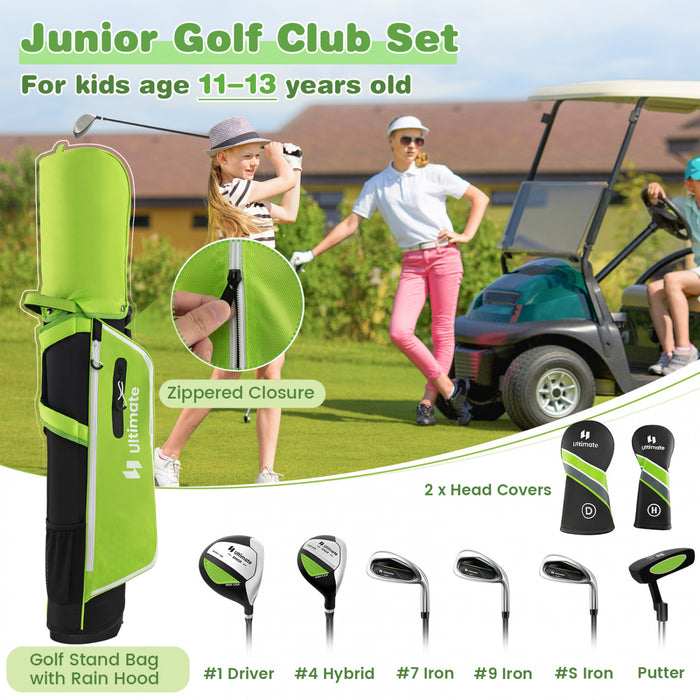 Ultimate Junior Complete Golf Club Set For Kids Age 11-13 Years Old Golf Practice Set Green