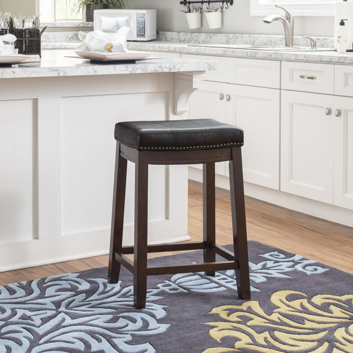 Claridge Faux Leather Backless Counter-Height Stool - Brown