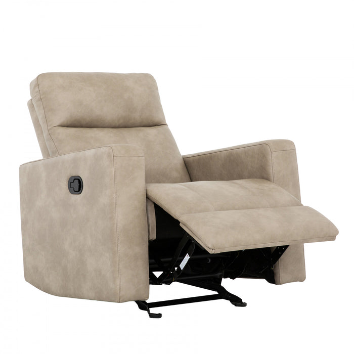 Denton 34 in. Faux Leather Manual Glider Recliner Chair - Taupe