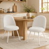HOMCOM Dining Chairs Set of 2 with Velvet Fabric Upholstery, White