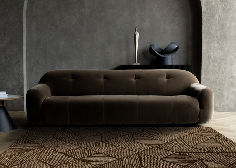 Covington Brown Taupe Striped Geometric Design Rug, 5'3\" x 7'7\" Indoor Area Rug