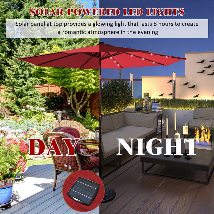 Costway 10' Solar LED Lighted Patio Market Umbrella Tilt Adjustment Crank