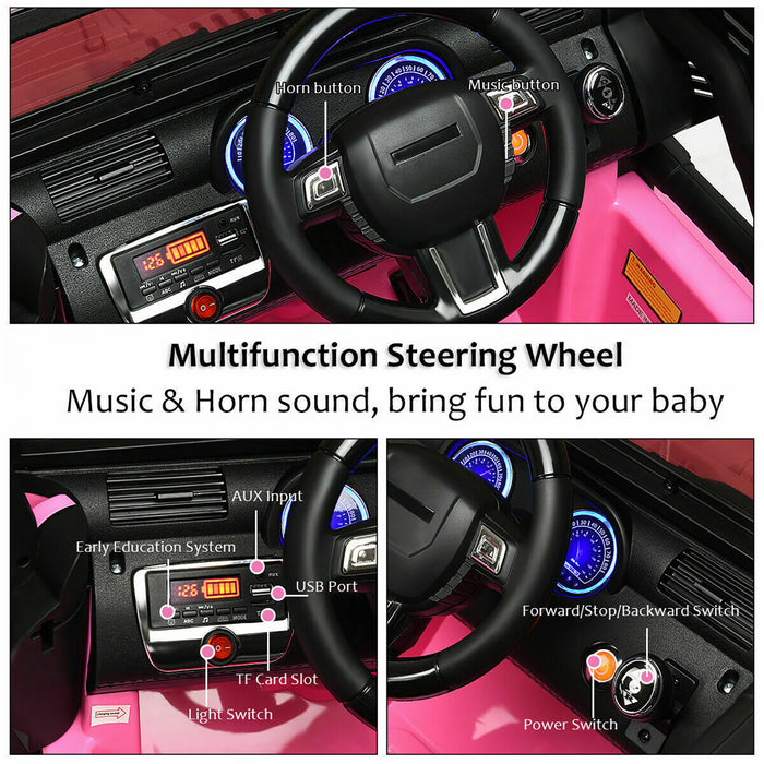 Costway 12v Kids Ride On Truck Car W/ Remote Control Mp3 Music Led Lights Pink