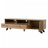 Lucas TV Stand with Storage Drawers and Open Shelving,Natural | Lucas meuble TV – meuble avec tiroirs de rangement et etageres ouvertes, finition naturelle