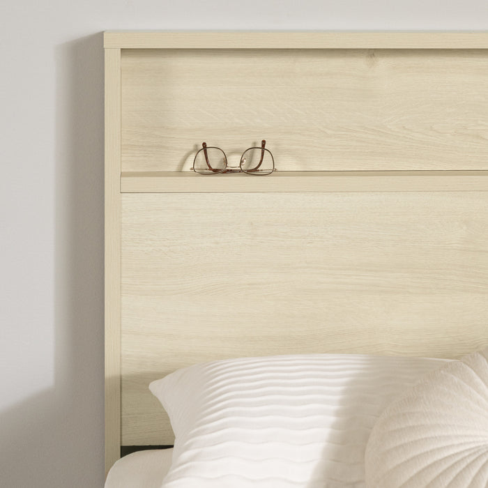Fusion Platform Bed And Headboard With Storage Shelf Set Bleached Oak - South Shore