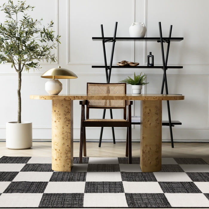 Covington Black White Checkered Pattern Rug, 7'10\" x 10'6\" Indoor Area Rug
