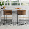 Cosmopolitan Mid-Century Modern Metal Upholstered Barstool in Chestnut | Tabouret de bar moderne mi-siecle cosmopolite en metal et tissu, finition chataigne