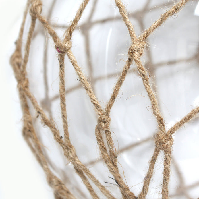 Marelle Netted Burlap & Glass Table Lamp, Clear, 14.75\"H