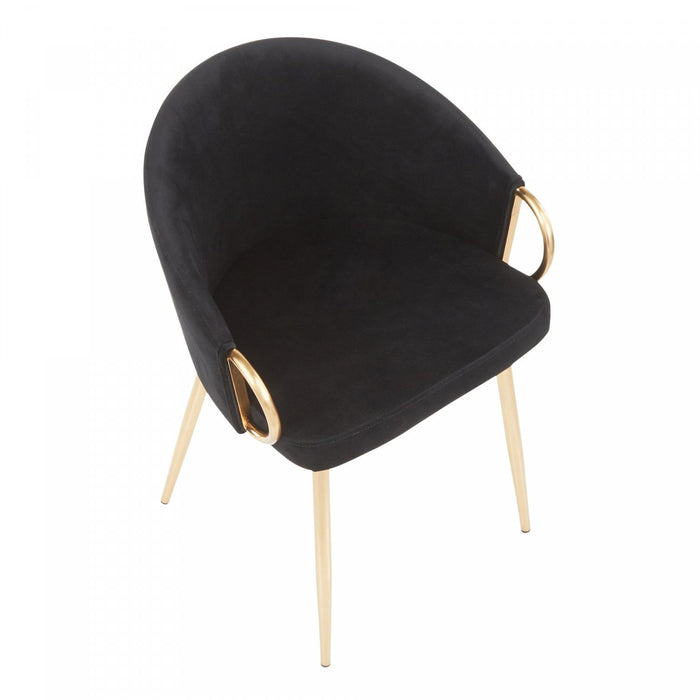 LumiSource Claire Velvet Contemporary Glam Dining Chair - Gold/Black