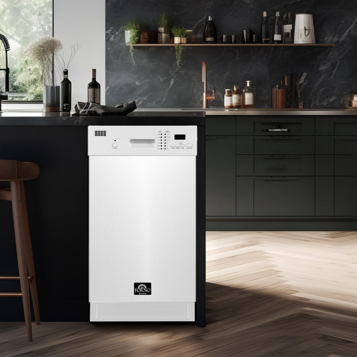 Forno Polo 18 in. Dishwasher in White, Front Control, 8 Place Settings, 52 dBa - FDWBI8041-18WHT