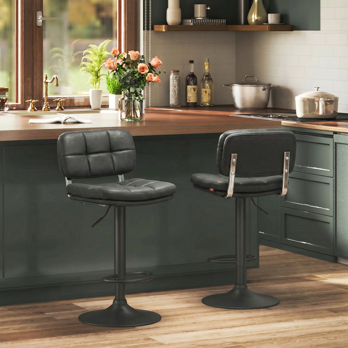 HOMCOM Bar Stools Set of 2, Adjustable Swivel Counter Height Barstools
