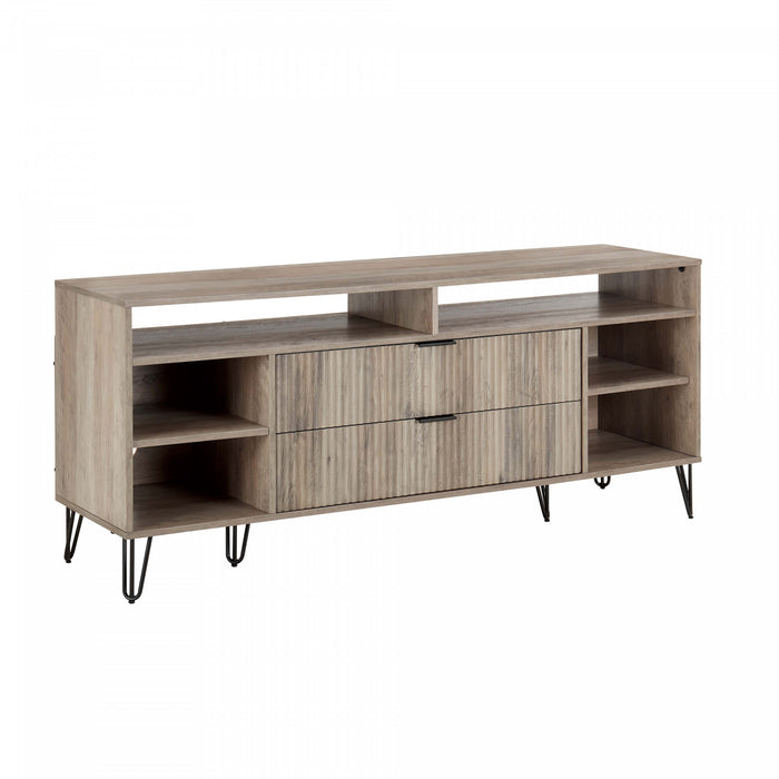 Dumbo Modern 63\" Fluted TV Stand in Rustic Gray