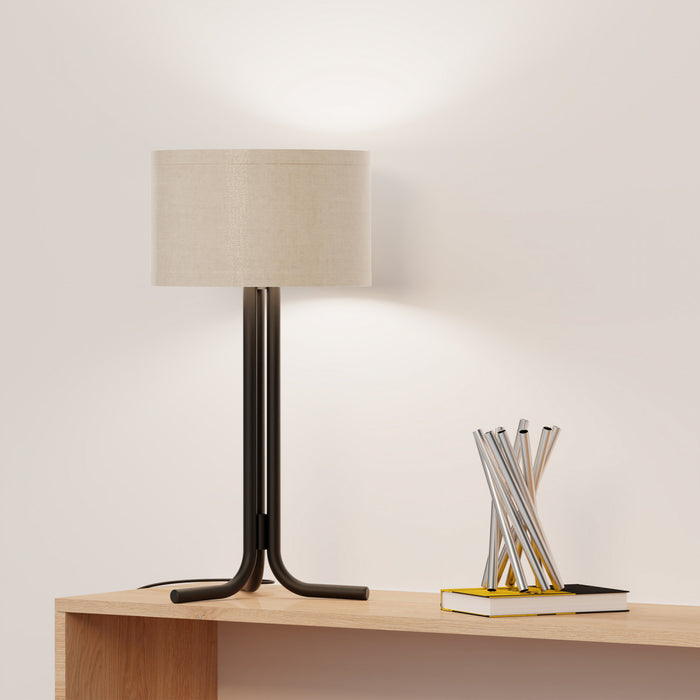 20\" Black Table Lamp with Cylindrical Shade