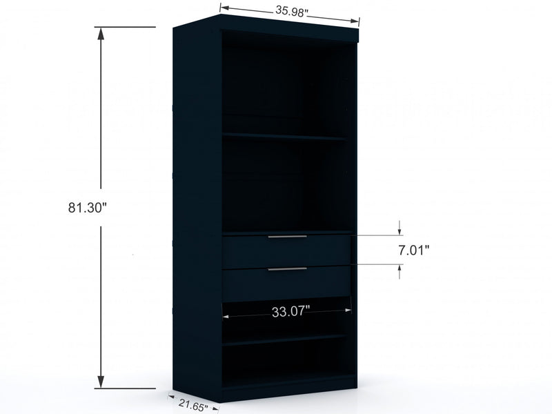 Mulberry Contemporary Modern 9-Piece Wardrobe Closet in Midnight Blue