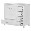 Derek 36 Inch Modern Bathroom Vanity with Ceramic Sink & Multi Storage, White | Meuble de salle de bain moderne Derek 36 pouces avec lavabo ceramique et rangement multiple, blanc