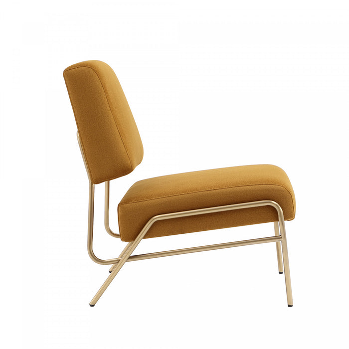 Serenity Contemporary Modern Metal Upholstered Lounge Chair in Mustard