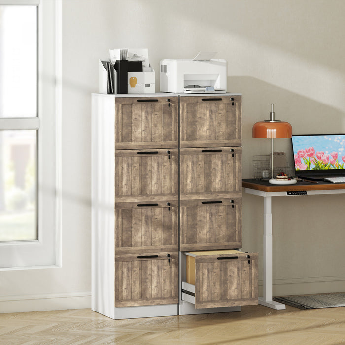 HOMCOM 4 Drawer File Cabinet with Lock Filing Cabinet for A4 Letter White