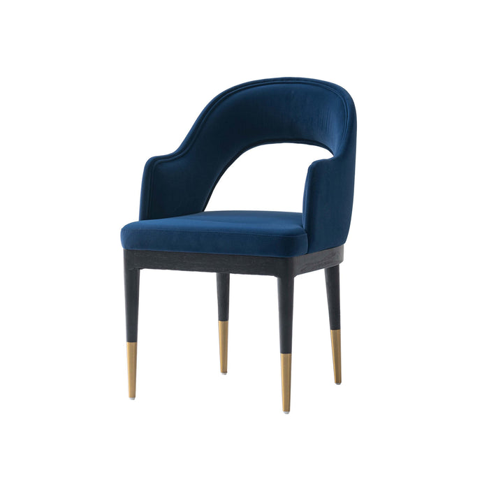 Carrington and Rockaway Modern Industry Chic 7-Piece Dining Set in Midnight Blue and Natural