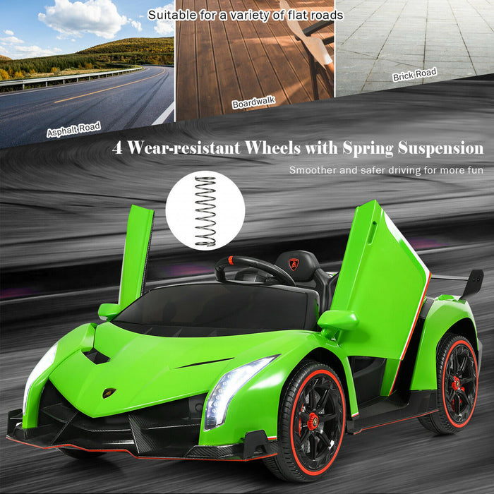 Costway 12v 2-seater Licensed Lamborghini Kids Ride On Car W/ RC & Swing Function Green