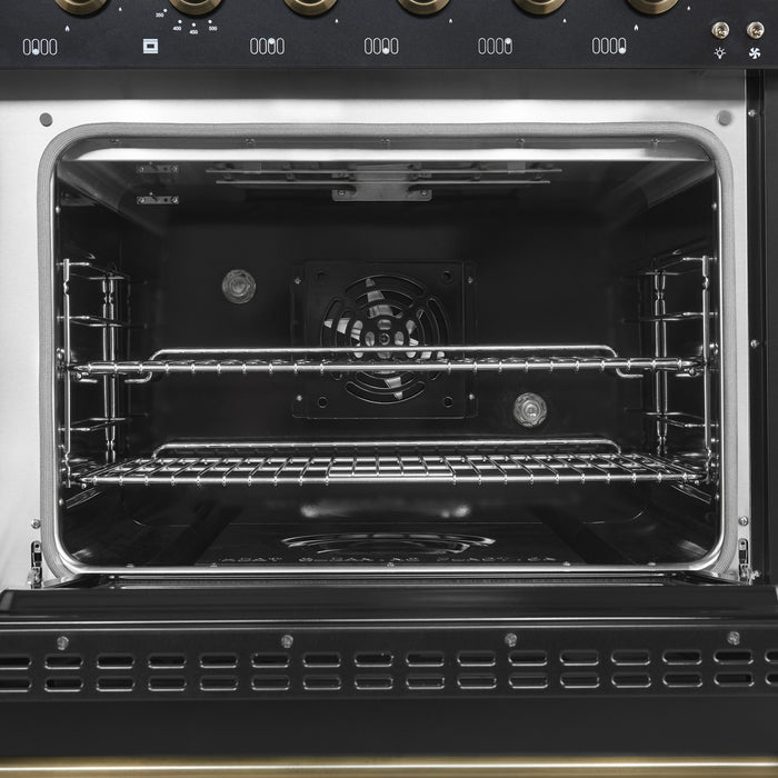 Forno Antico 48\" Dual Fuel Gas Range, Black, 5.5 cu.ft. Double Ovens - FFSGS6113-48BLK