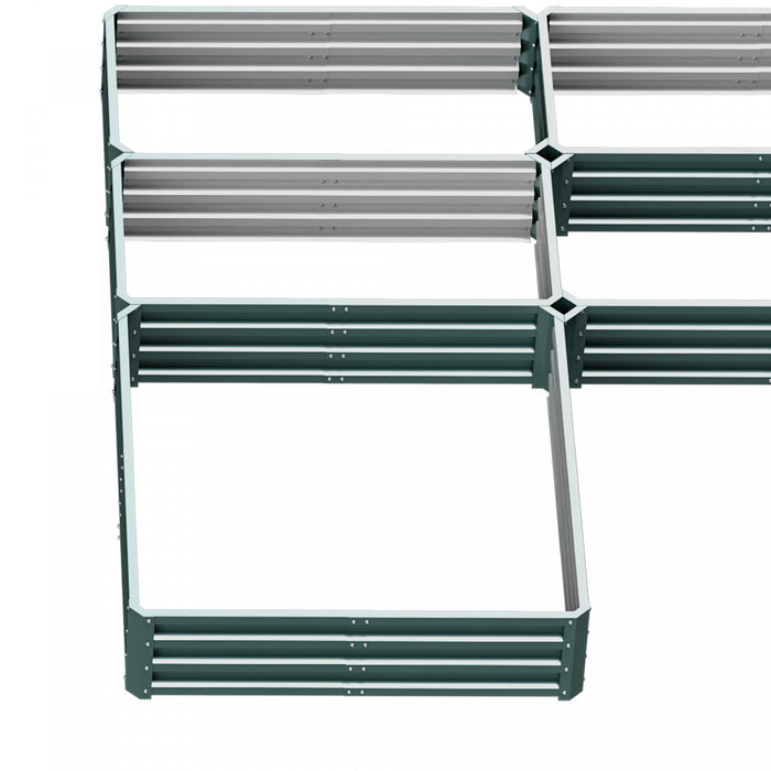 Outsunny 8×8×1ft Raised Garden Bed Kit，5 Pcs Outdoor Metal Planter Box For Vegetables, Flowers, Herbs，green