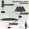 Costway 15FT Double-Sided Twin Patio Umbrella Sun Shade Outdoor Crank Market Base Grey