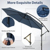 Costway 10' Hanging Umbrella Patio Sun Shade Offset Outdoor Market W/ Cross Base Blue
