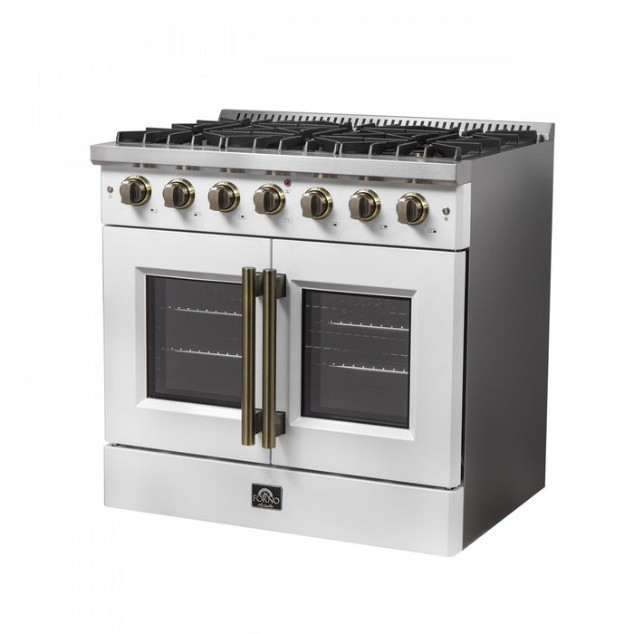 Forno Galiano 36\" White Gas Range, 4.32 cu.ft- FFSGS6444-36WHT