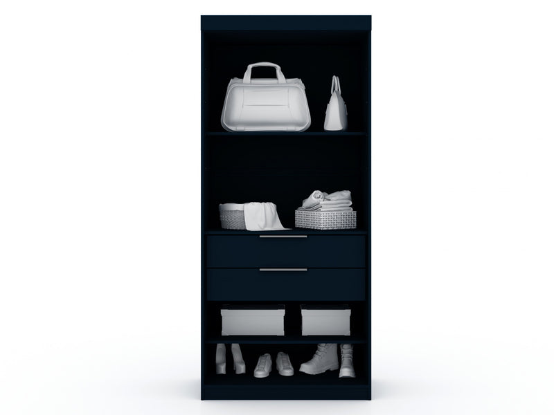 Mulberry Contemporary Modern 13-Piece Wardrobe Closet in Midnight Blue
