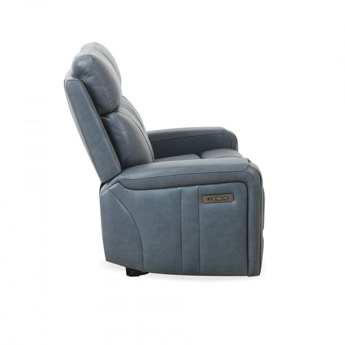 Bellamy 58 in. Leather Match Power Reclining Loveseat with Adjustable Headrest and USB - Blue
