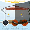 Costwsy 10 Ft Patio Solar LED 40 Lights Offset Umbrella Crank Cross Base Wine Orange