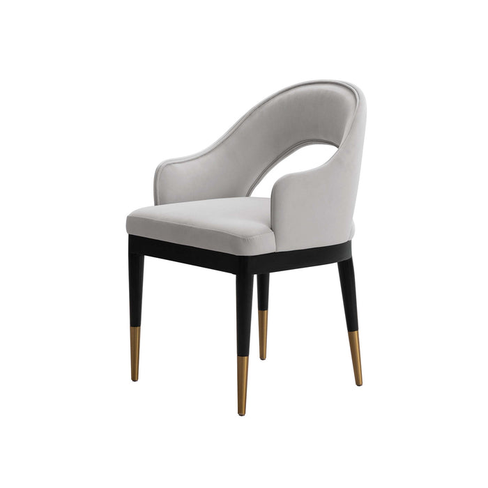 Carrington Modern Glam Upholstered Velvet Armchair in Light Gray - Set of 2