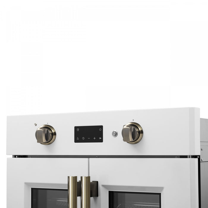 Forno Asti 30\" French Door Electric Wall Oven, White, 3.68 cu. ft. - FBOEL1333-30WHT