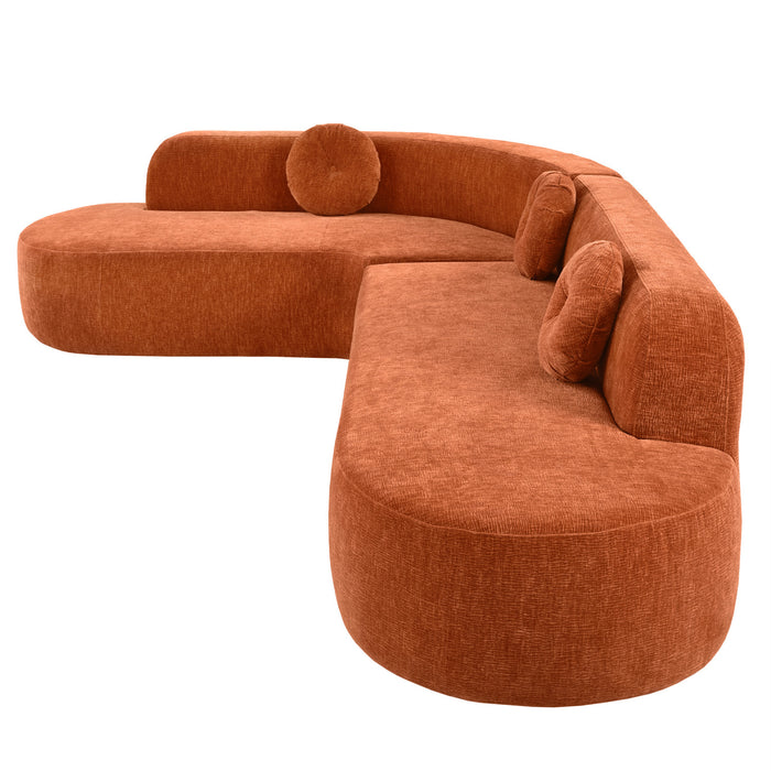 Vista 122 Inch Extra Large Sectional Sofa with Curved Design and High-Resilience Foam, Orange