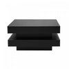 Ryan Rotating Coffee Table with LED Lighting and 360° Swivel Top,Black | Ryan table basse pivotante – table basse avec eclairage LED et plateau rotatif a 360°, noir
