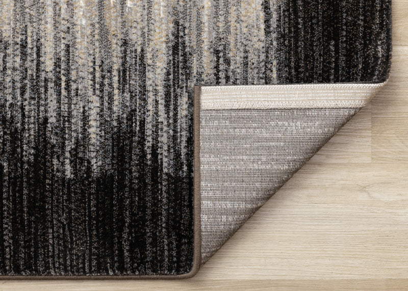 Amelia Dense Black Beige Border Area Rug - 5'3\" x 7'7\"