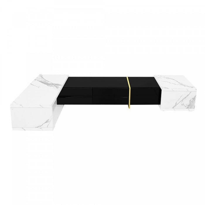 Liam 55.1\"–102\" Modern TV Cabinet with Adjustable Length and Rotating Function,White Tv Stand