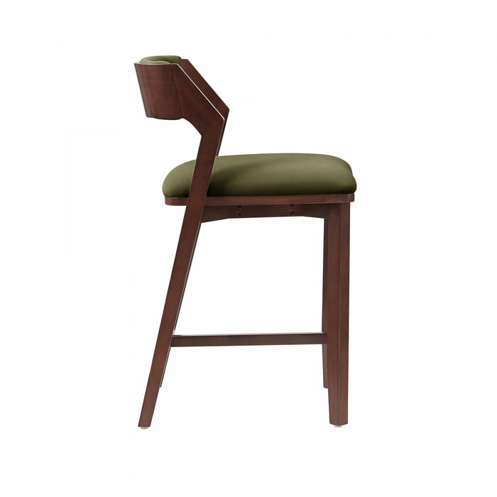 Patricia Modern Wood Upholstered Counter Stool in Turtle Green - Set of 2